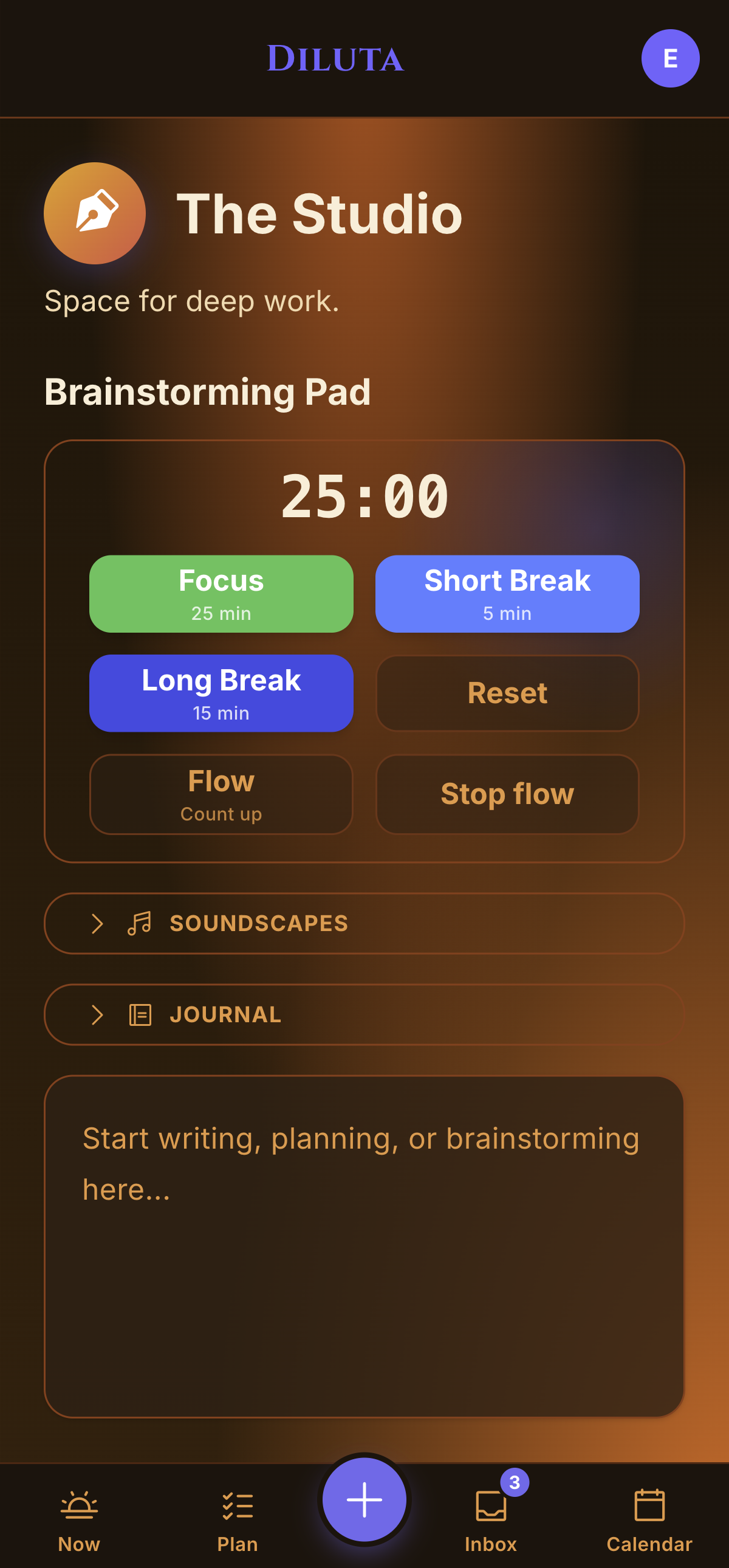 Diluta — The Studio focus zone